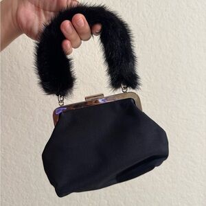 Vintage 1990’s Dolce and Gabbana Petit sac de soirée in nylon with fur